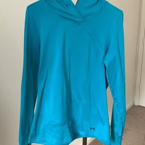 Turquoise Under Armor hoodie with thumb holes